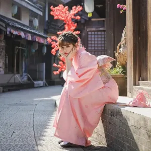 Kimono Japonais Femme Rose 'mariko'