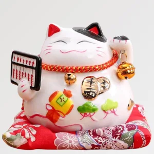 Maneki Neko Blanc 'lucky Boulier'