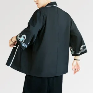 Veste Kimono Homme Motif Vague 'iko'