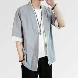 Veste Style Japonais Homme 'gris Hideki'