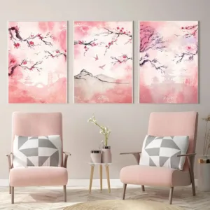 Tableau Triptyque Cerisier Japonais