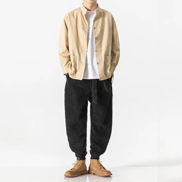 velours côtelé pantalon Keisuke