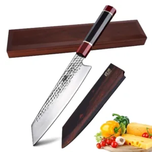 couteau kiritsuke en acier damassé