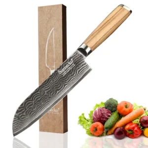 couteau Santoku en acier de Damas Nanae